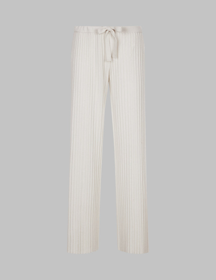 Chalk Pleated Cashmere Drawstring Trousers