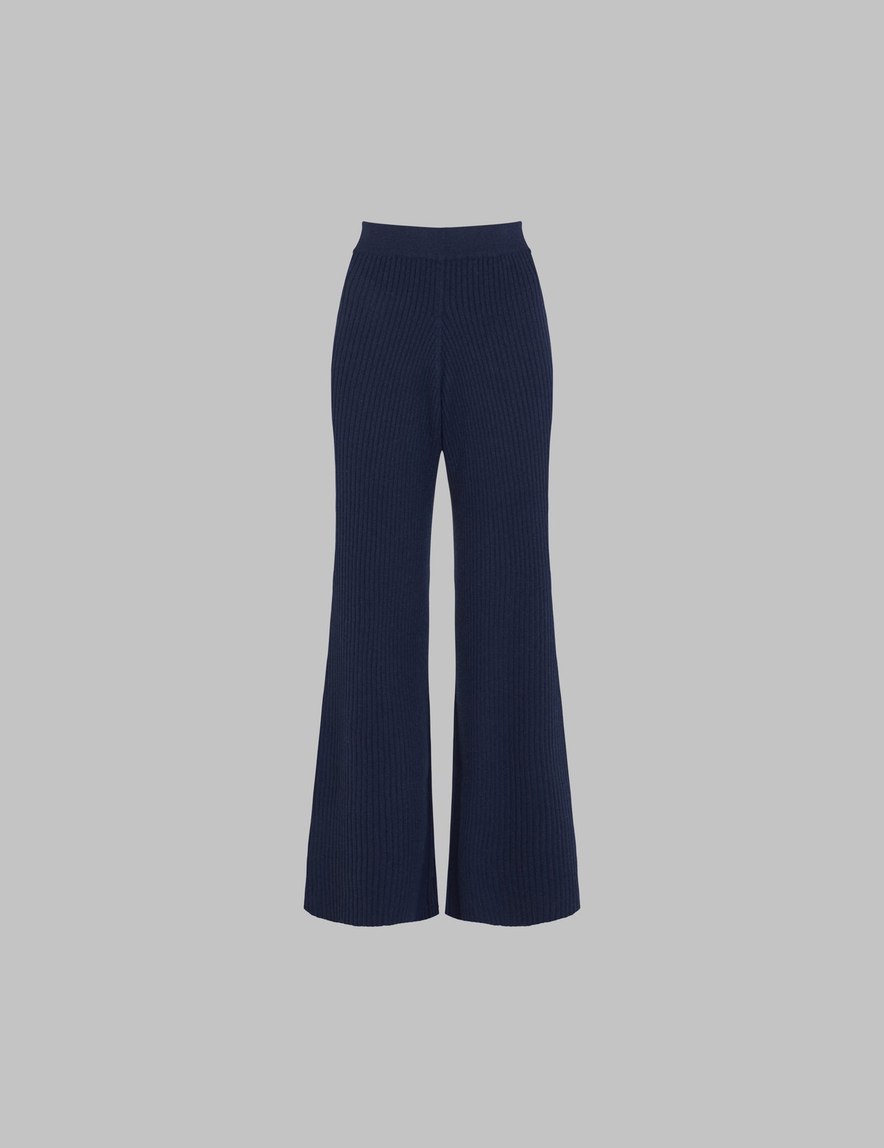  Navy Ribbed Cashmere Trousers 