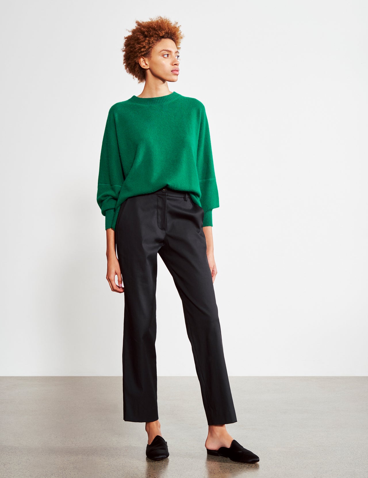  Black Cotton Straight Trousers 