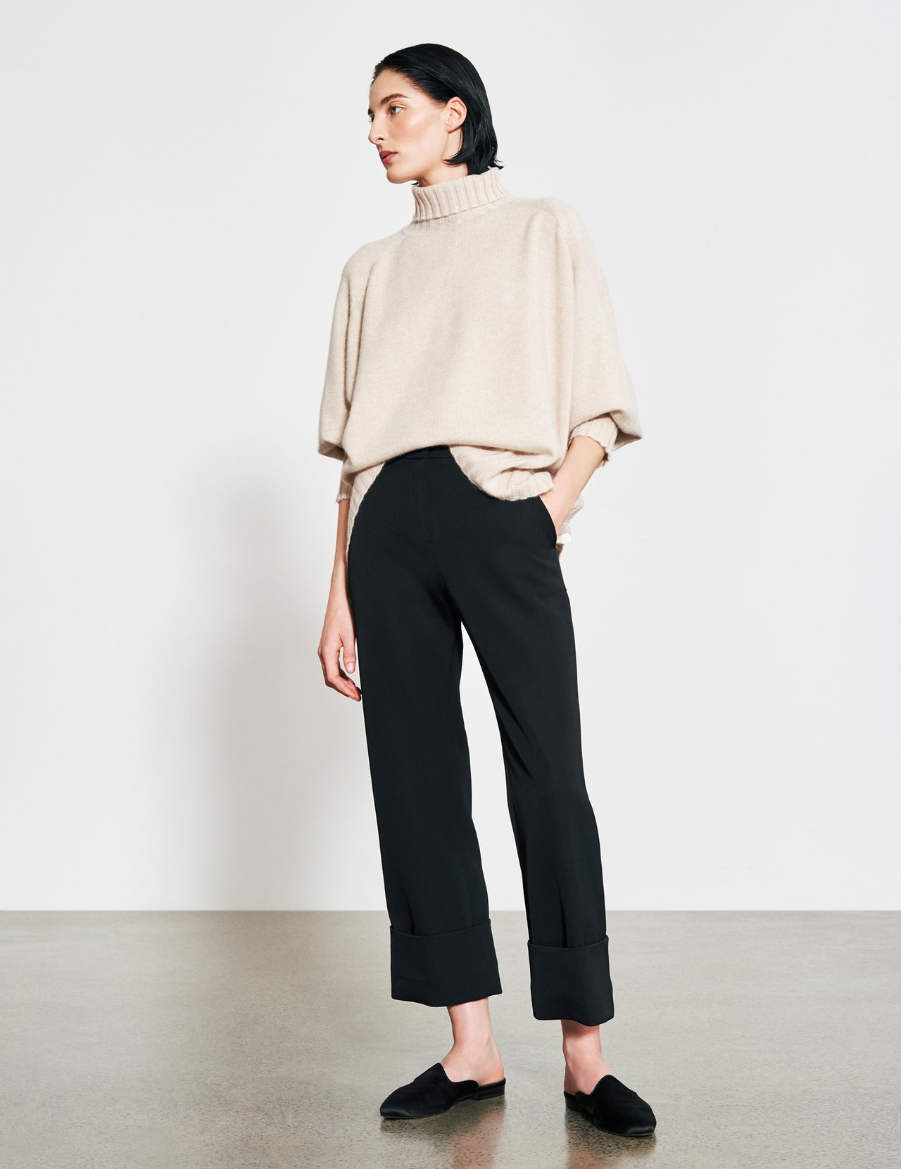 Black Straight Leg Trousers with Cuffs 