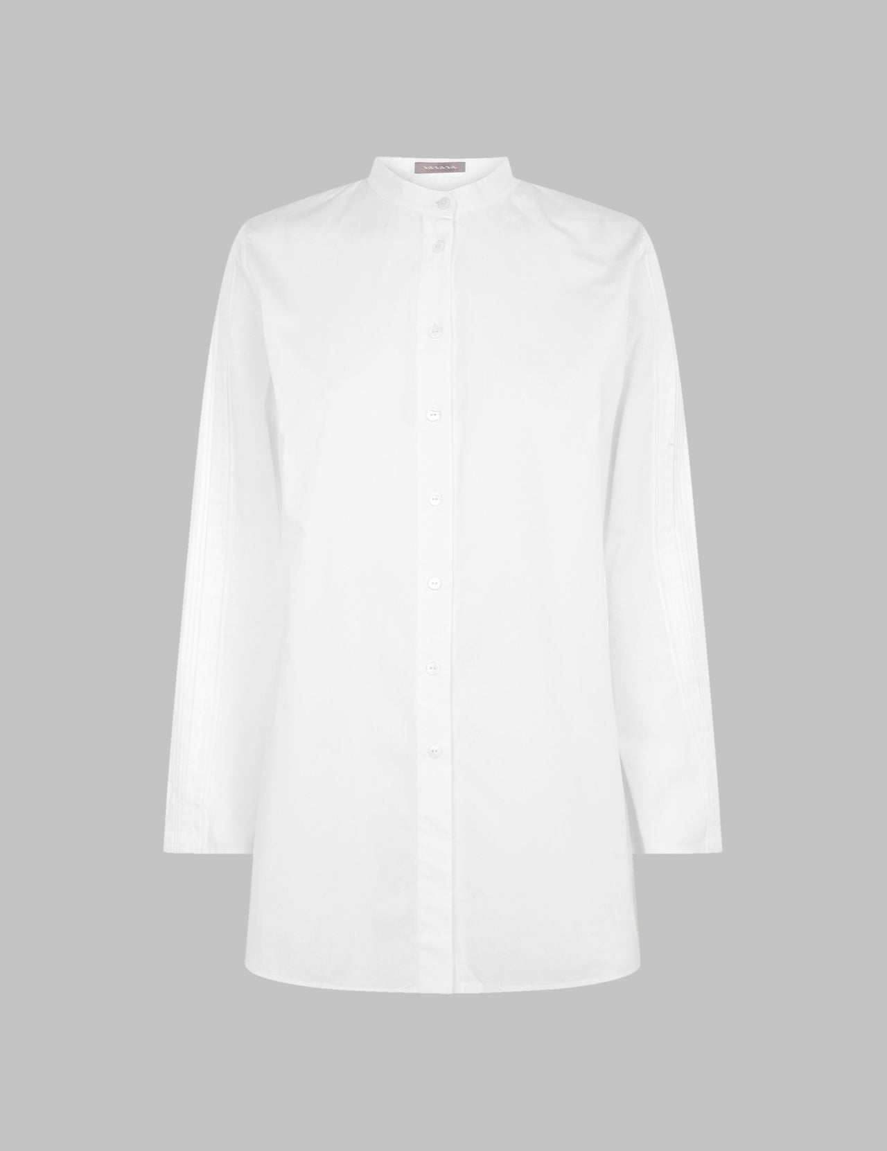  White Cotton Bell Sleeve Pleated Shirt 