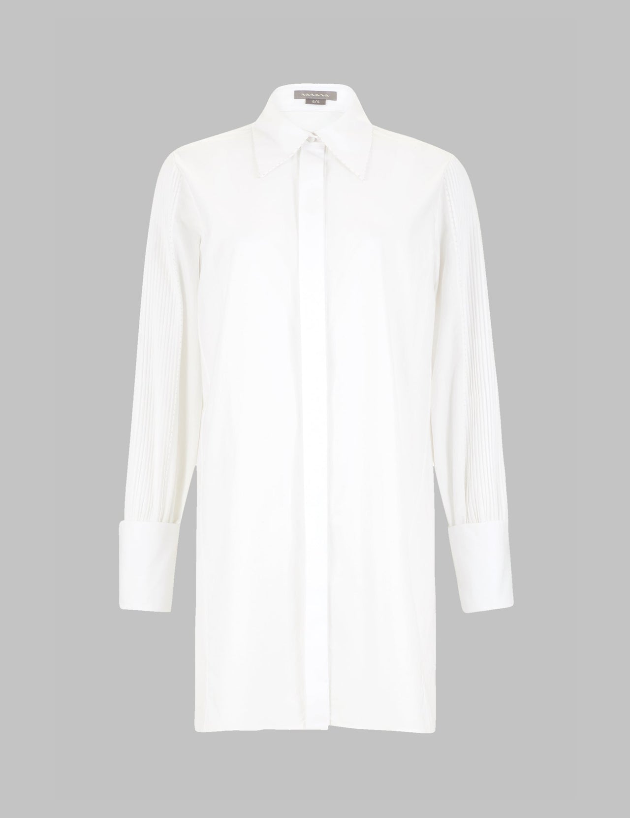  White Cotton Sofia Pleated Shirt | Varana 