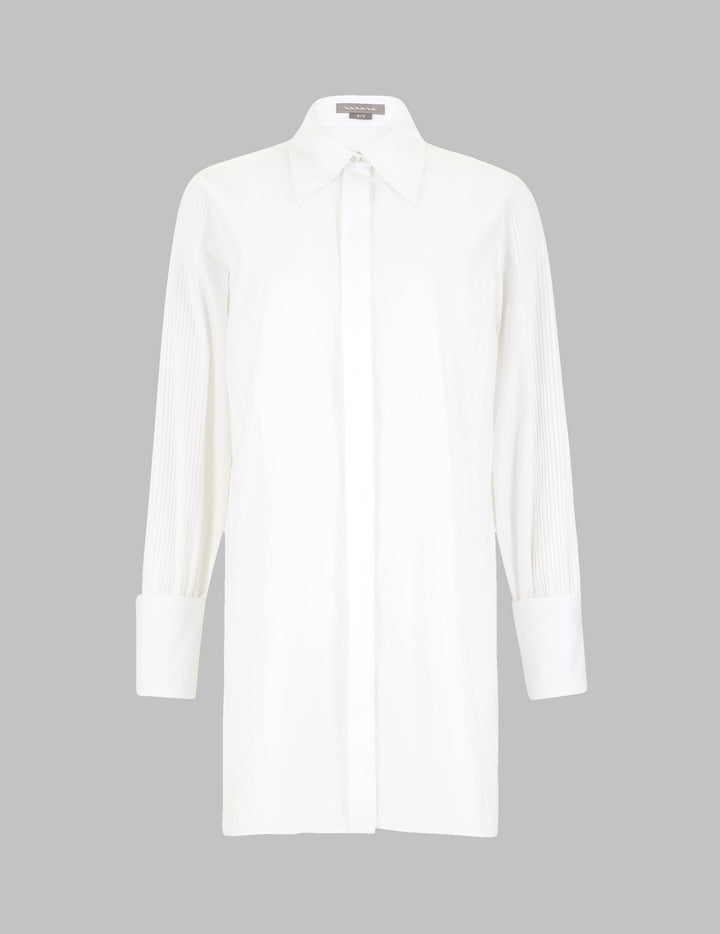 White Cotton Sofia Pleated Shirt