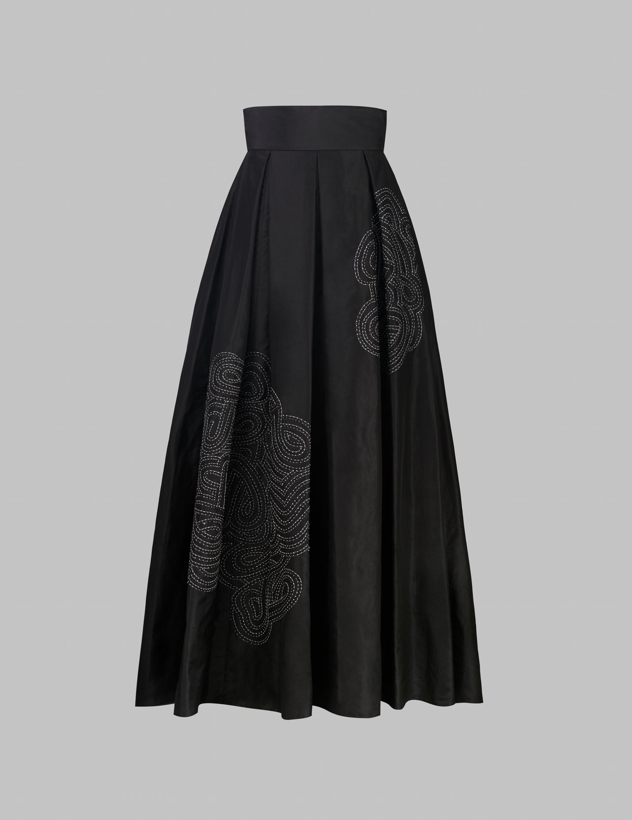  Black Silk Rabari Embroidered Maxi Skirt | Varana 