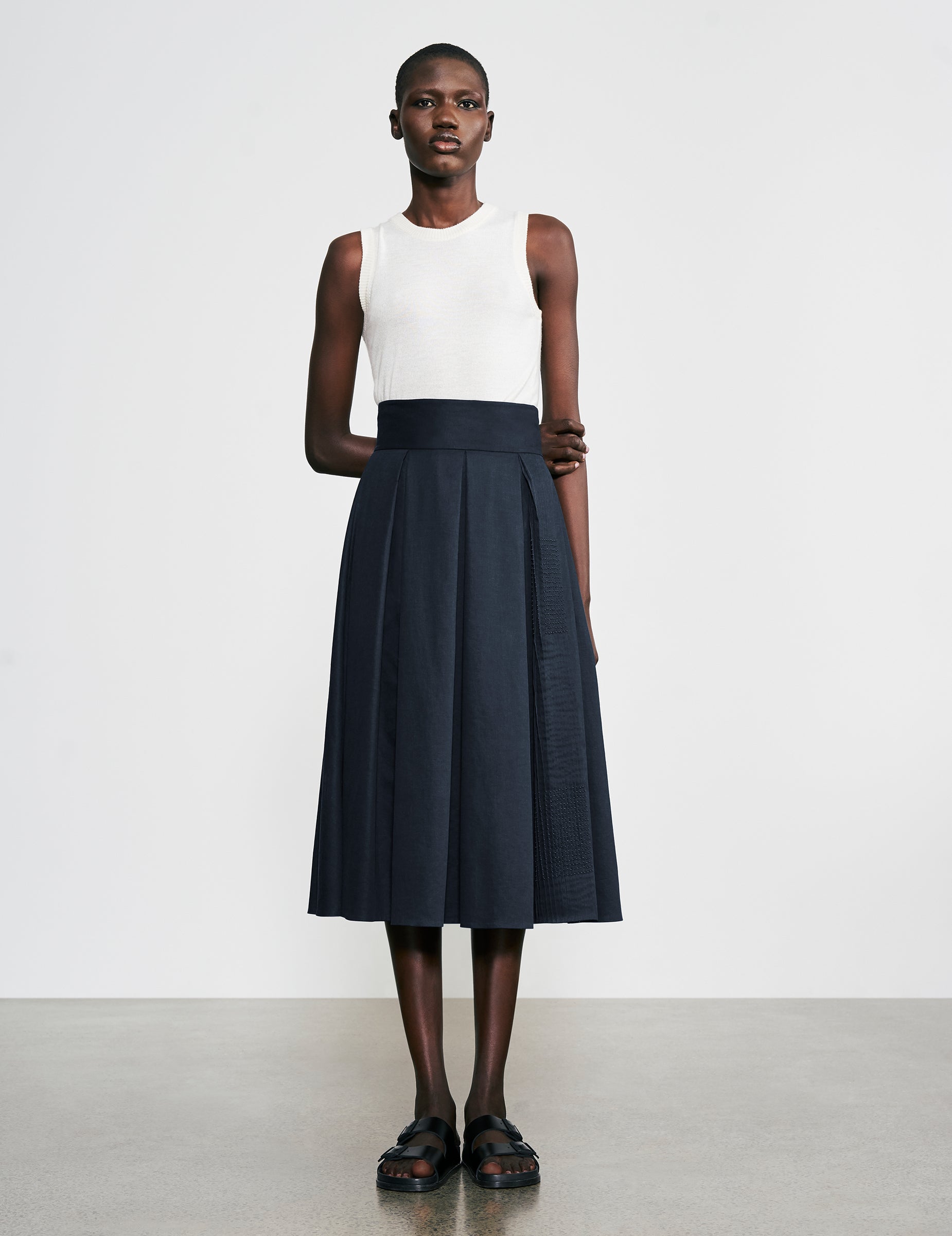 A line 2024 midi skirt cotton