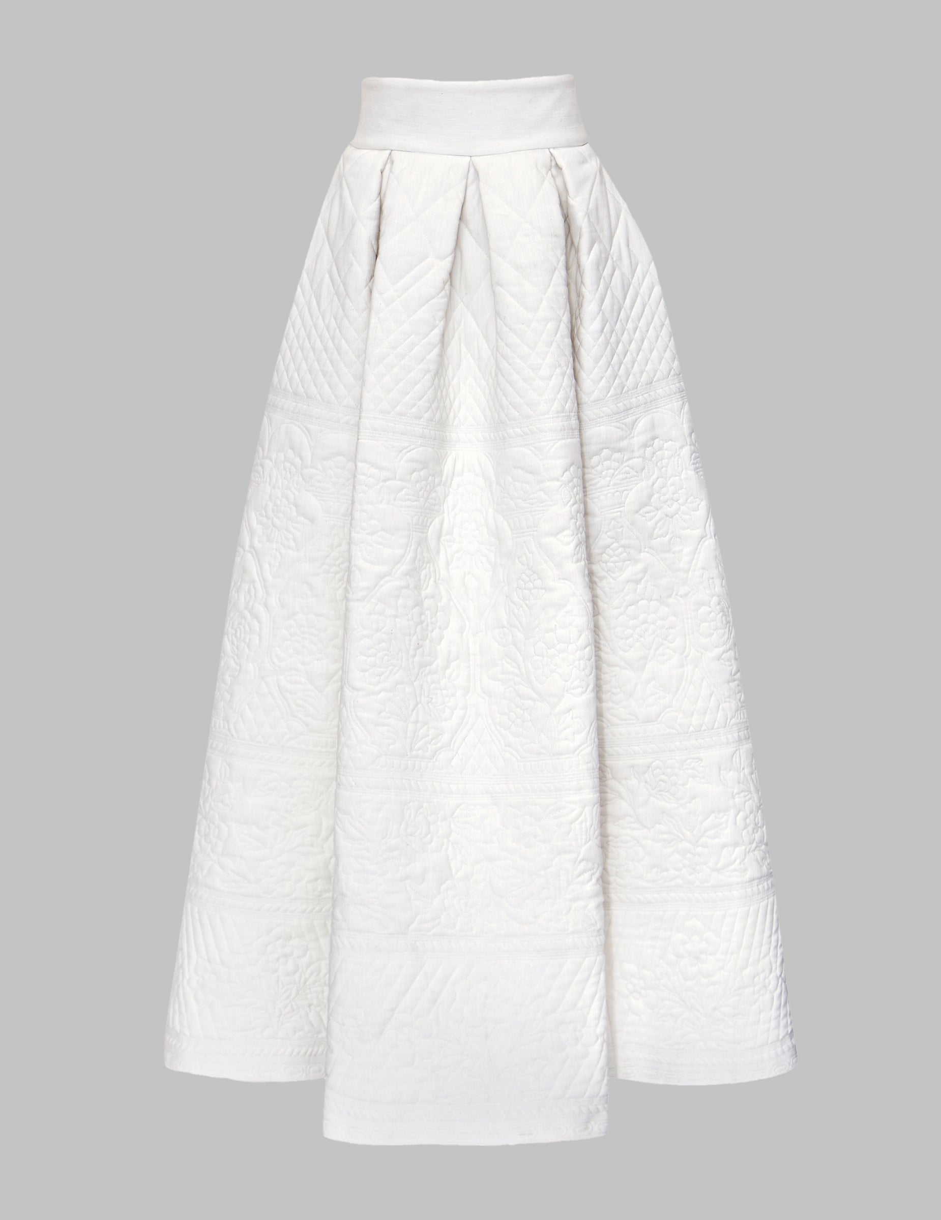 Off White Khadi Cotton Quilted Victoria Maxi Skirt