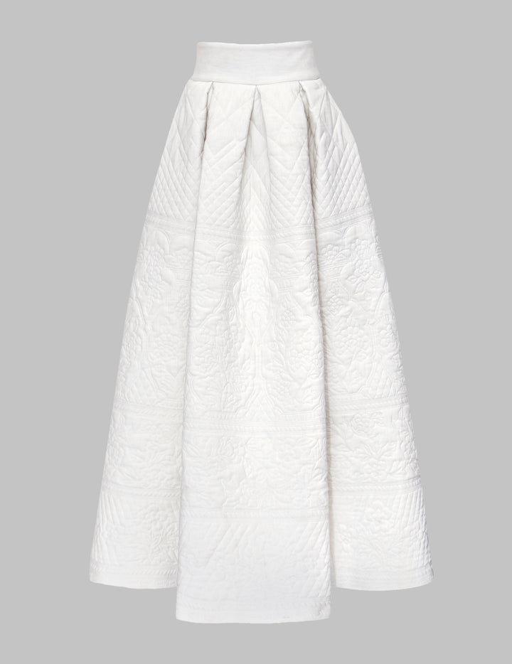 Off White Khadi Cotton Quilted Victoria Maxi Skirt