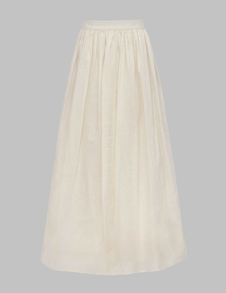 Off White Khadi Cotton A-Line Skirt