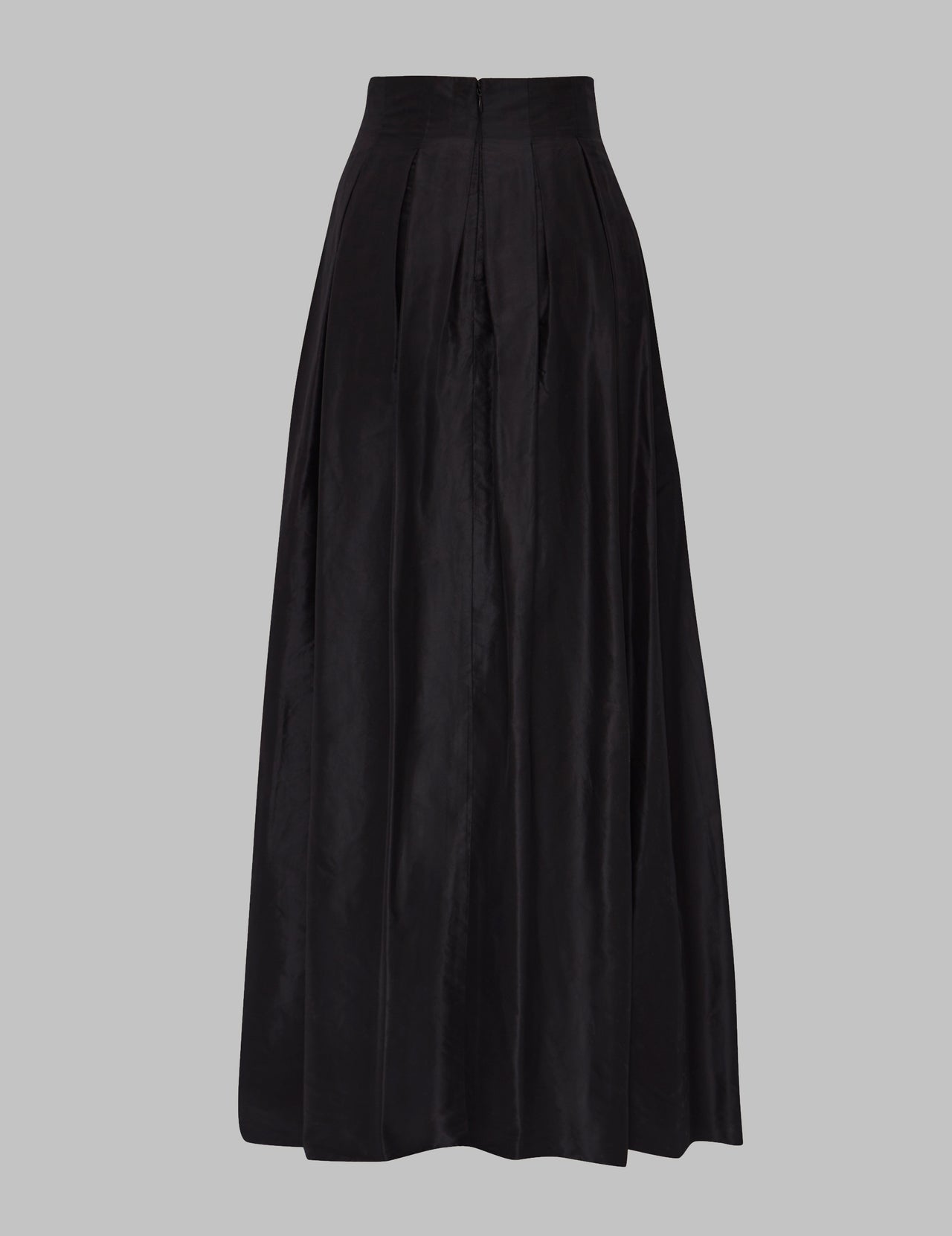  Black Silk Taffeta Pleated Maxi Skirt | Varana 