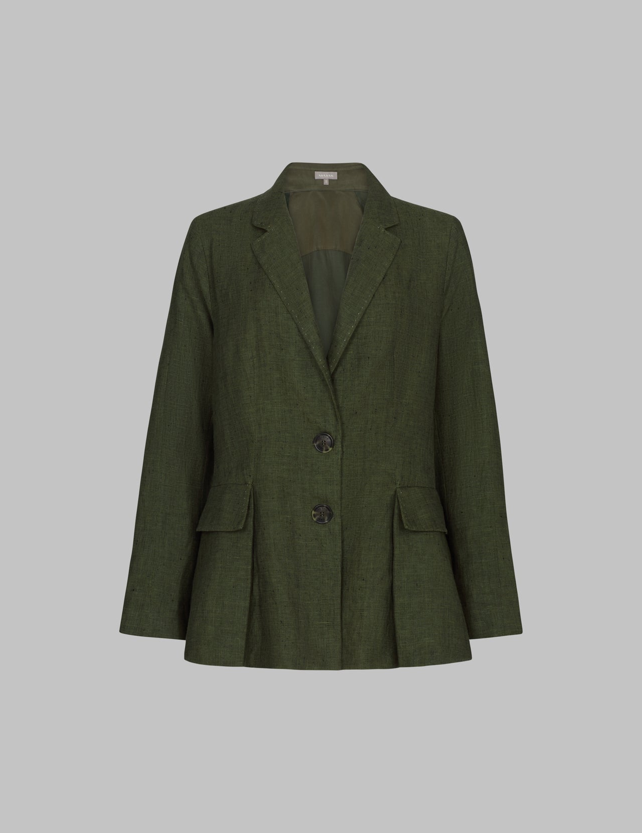  Dark Olive Linen Caldera Blazer Jacket | Varana 