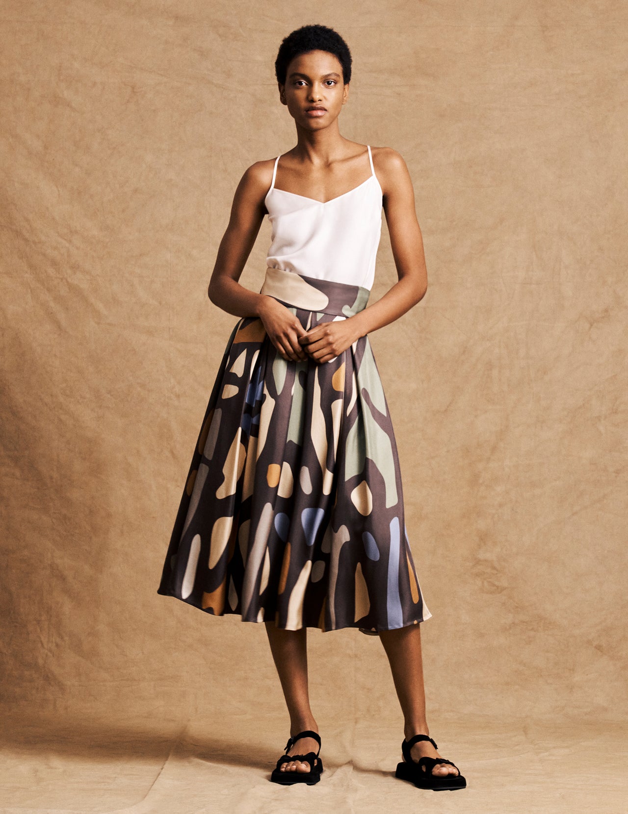  Kabini Print Silk Roma Midi Skirt | Varana 