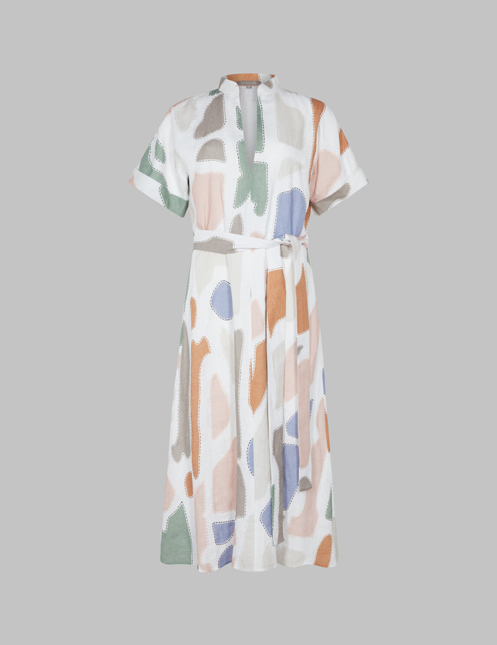 Kabini Print Linen Como Midi Dress