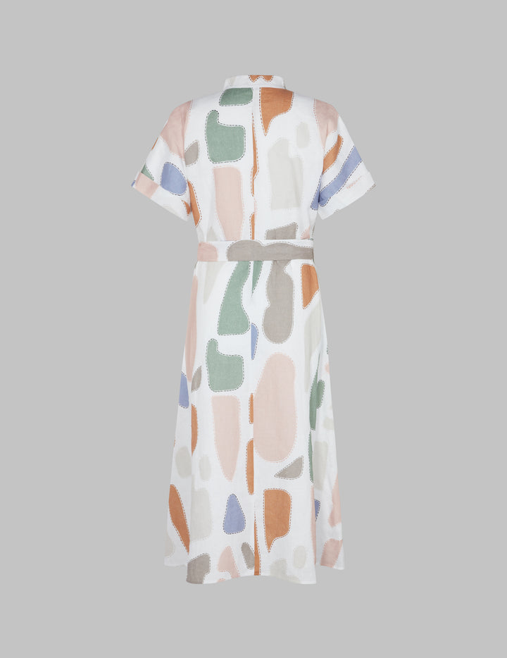 Kabini Print Linen Como Midi Dress