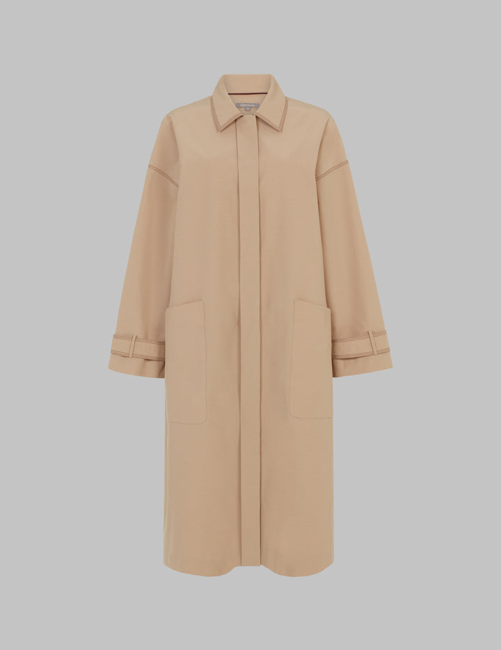 Sand Organic Cotton and Recycled Polyester Duster Coat