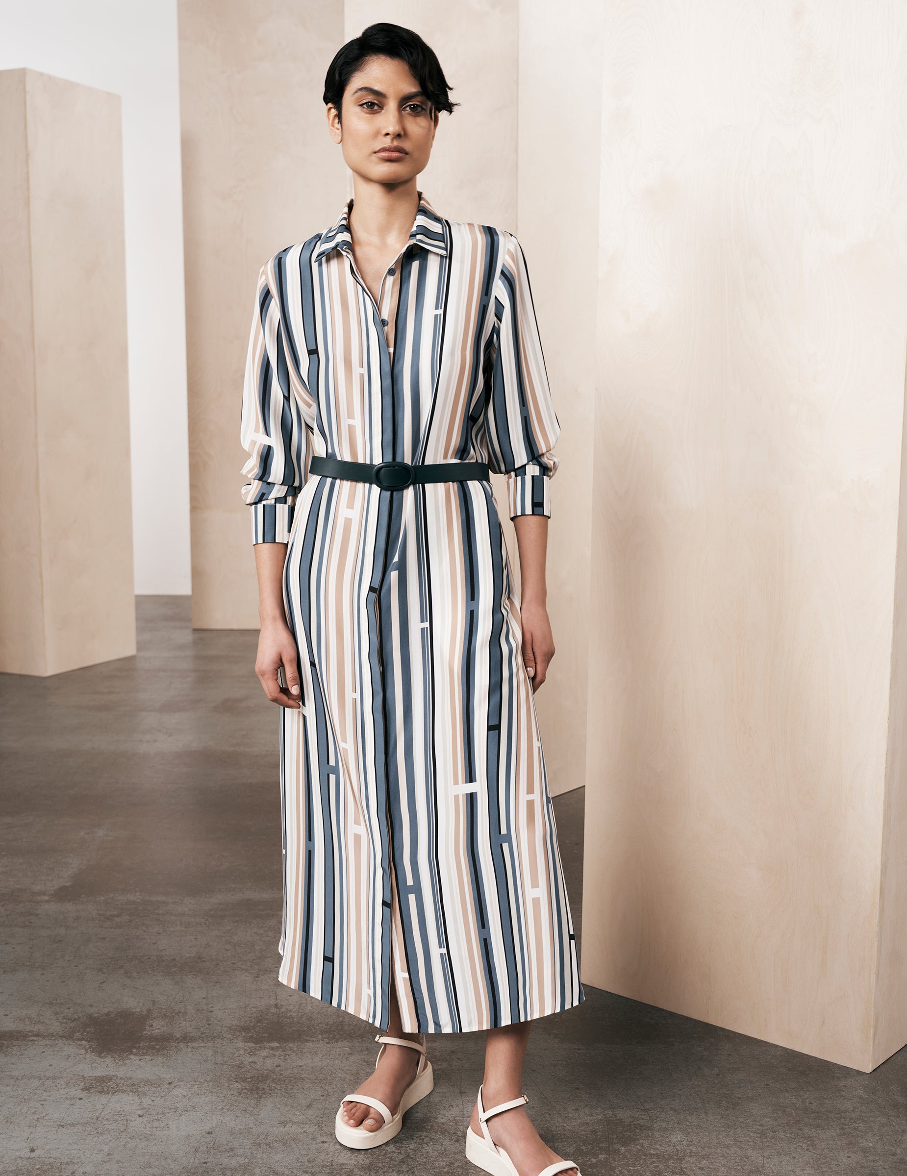 Silk shirt dress clearance midi