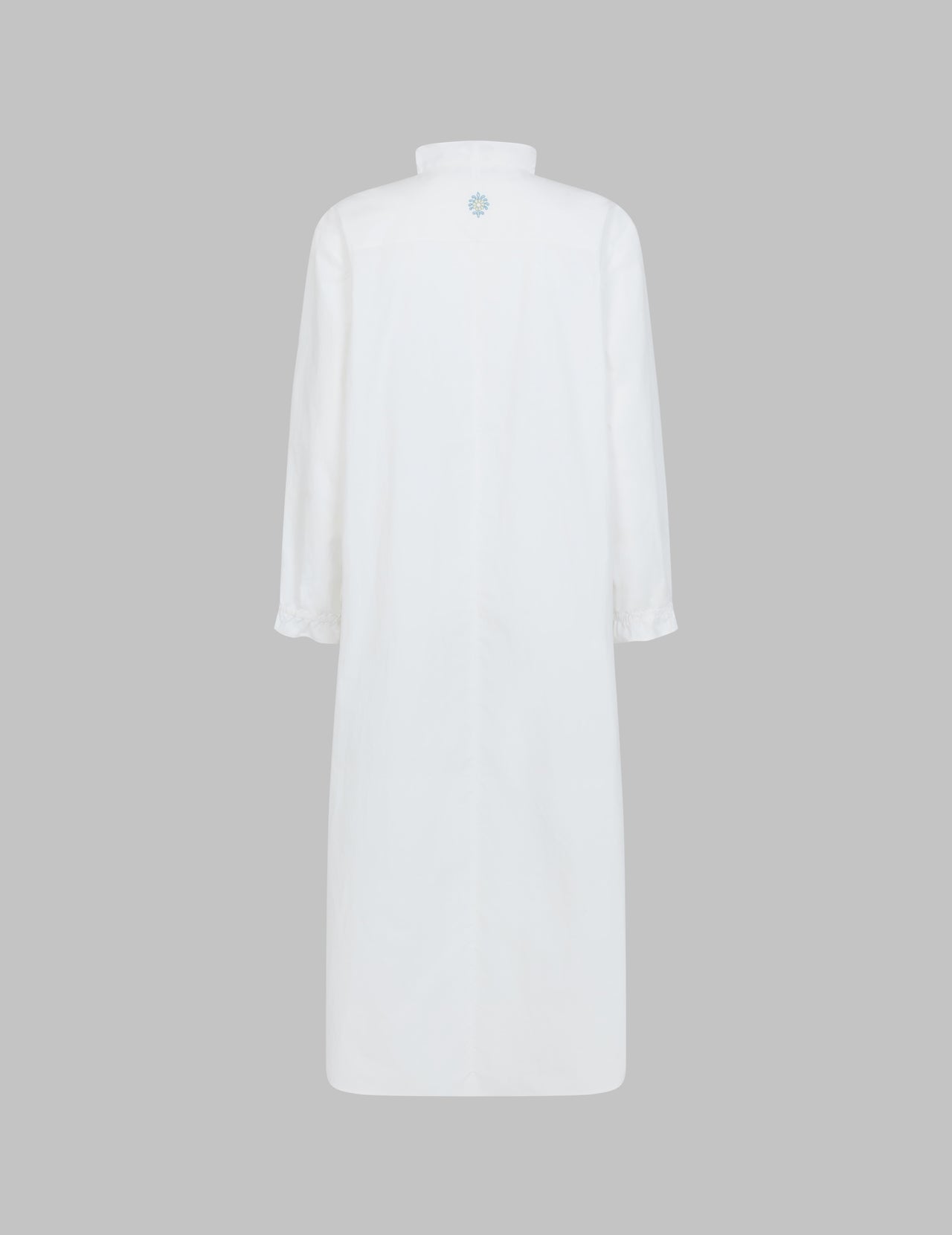  White Cotton Ruffle Relaxed Shirt Dress 