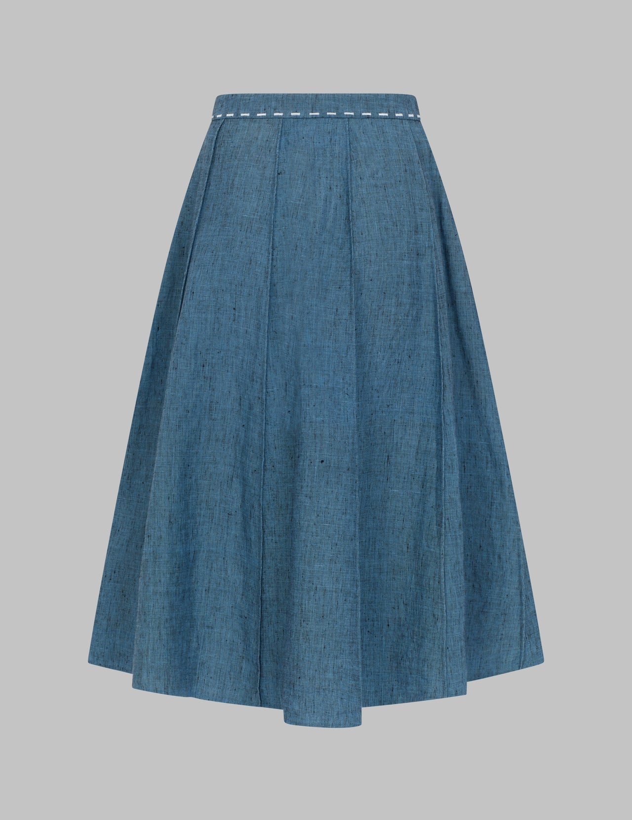  Blue Linen Midi Skirt 