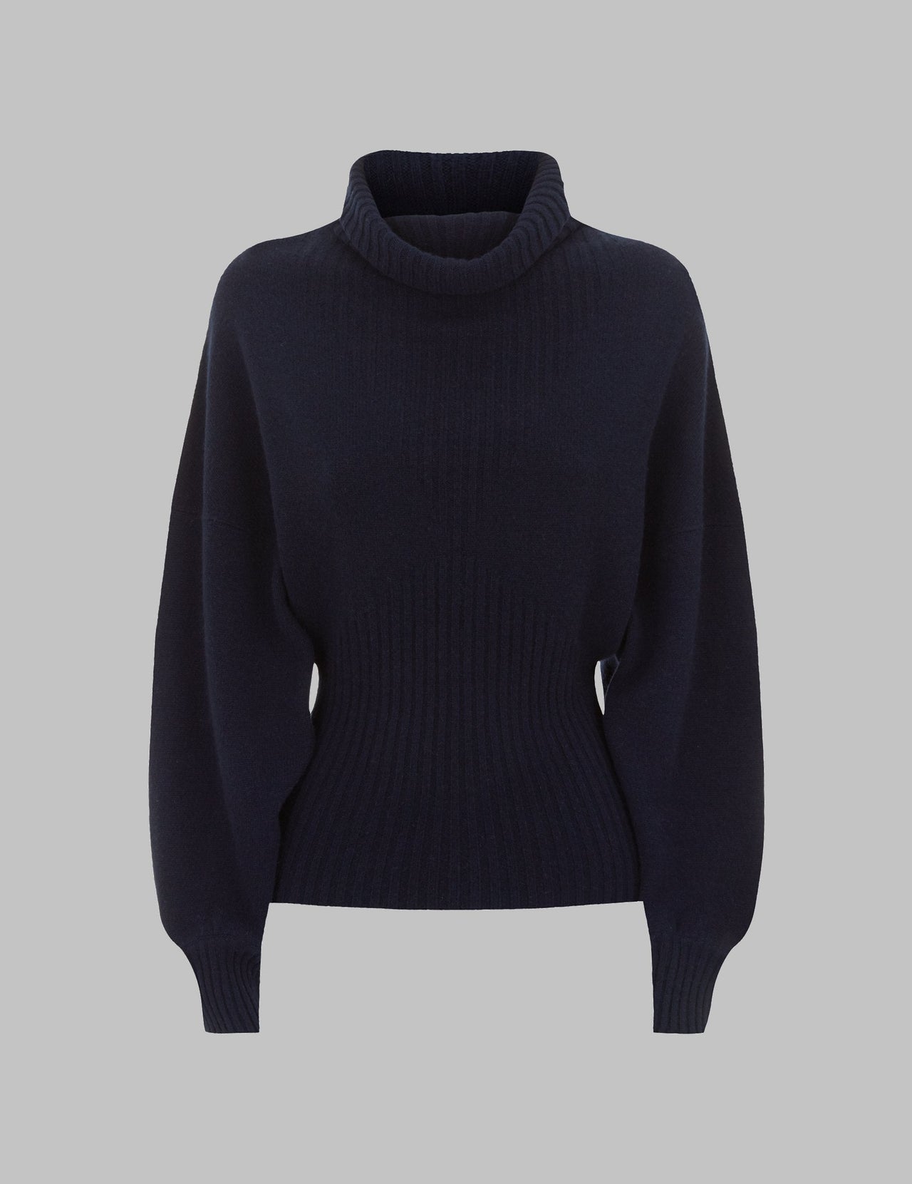  Navy Cross Ribbed Cashmere Sweater | Varana 