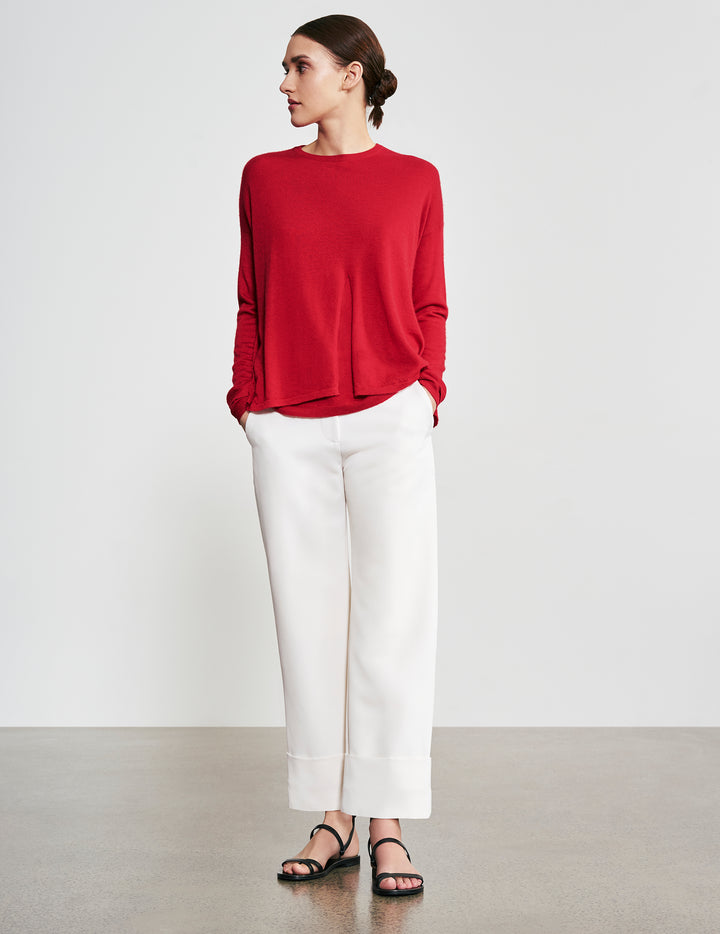 Red Double Layer Cashmere Crewneck