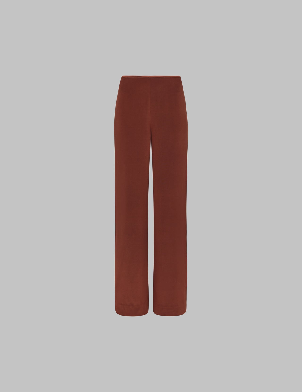  Russet Brown Silk Crepe Nadia Trouser With Thin Waistband  