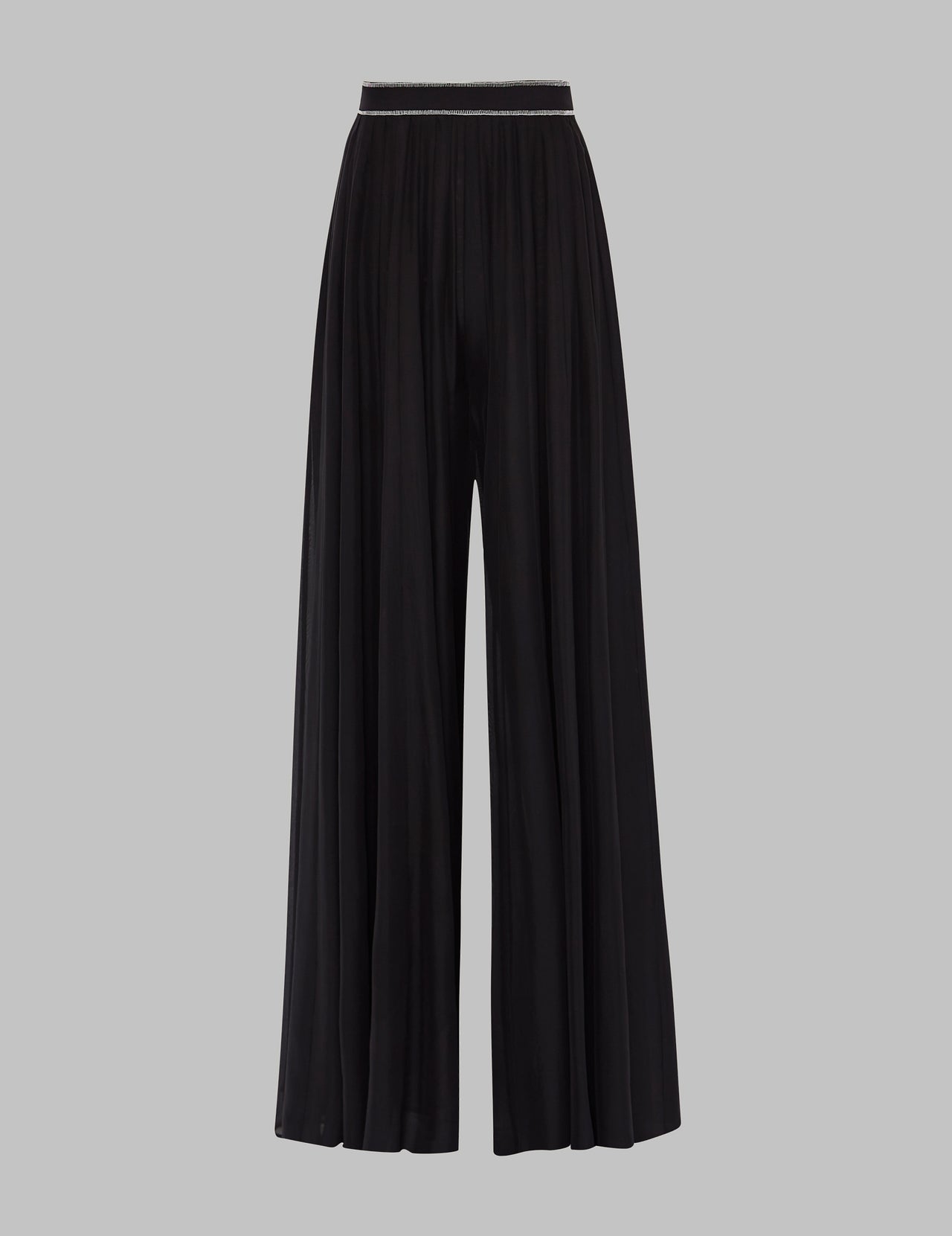  Black Silk Chiffon Wide Leg Trousers | Varana 