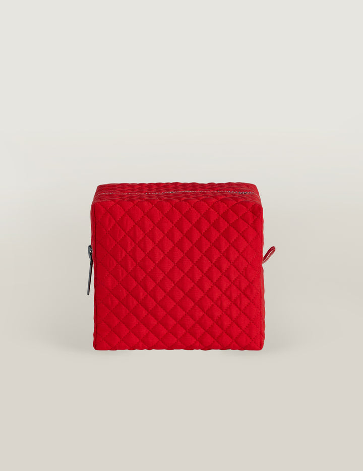 Red Silk Quilted Pouch Bag