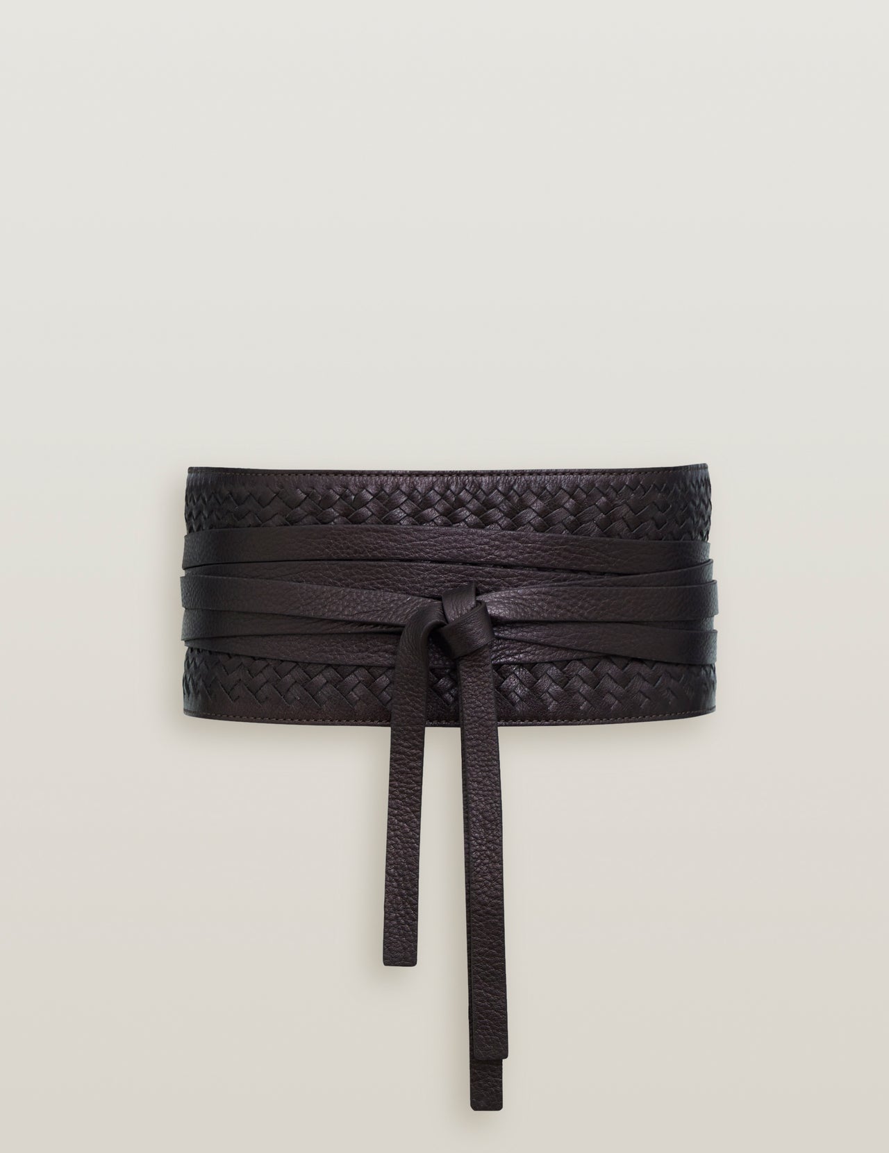  Metallic Brown Wide Handwoven Leather Corset Belt | Varana 