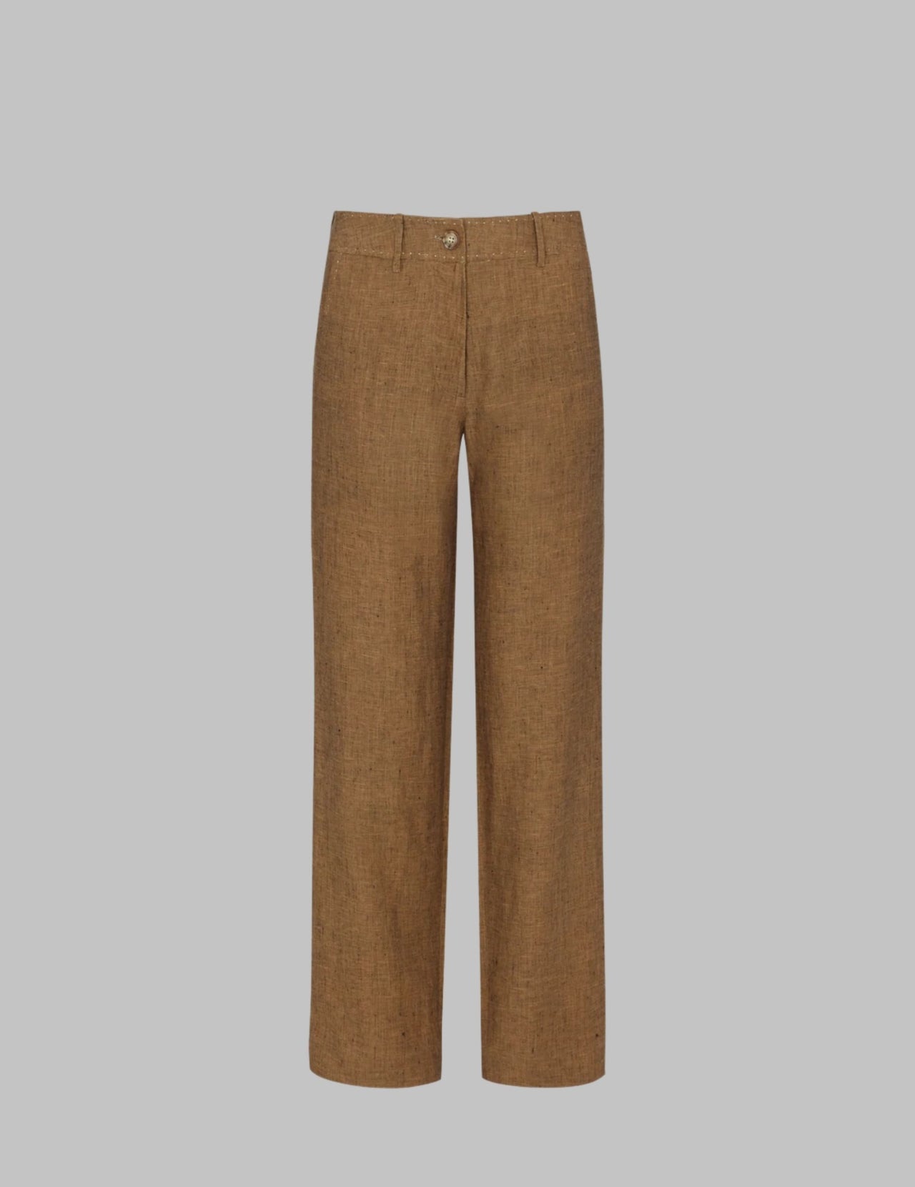   Brown Linen Varca Straight Trouser 