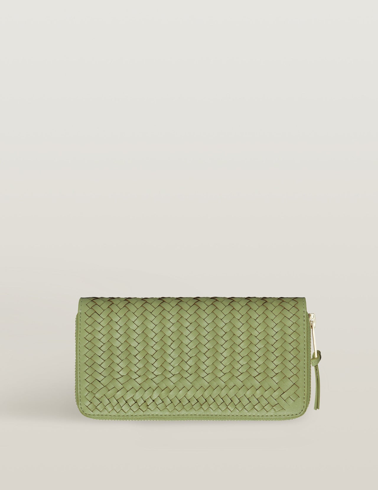  Sage Handwoven Large Leather Wallet 