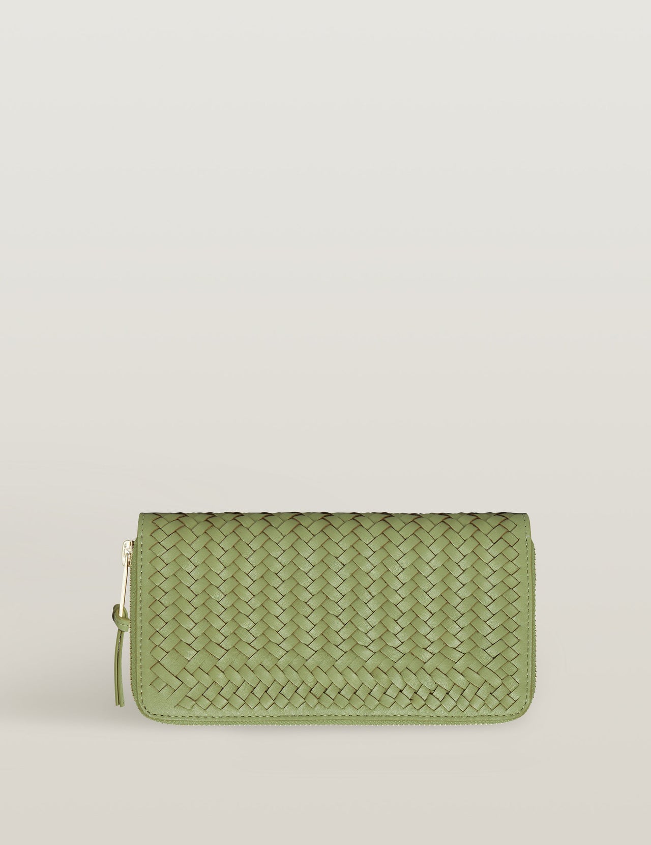  Sage Handwoven Large Leather Wallet 