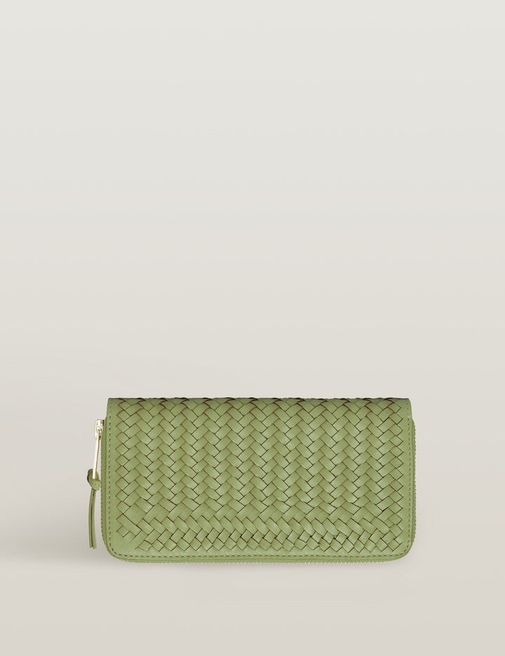 Sage Handwoven Large Leather Wallet