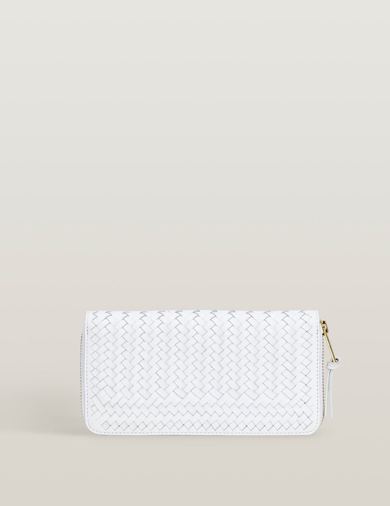  White Handwoven Large Leather Wallet | Varana 